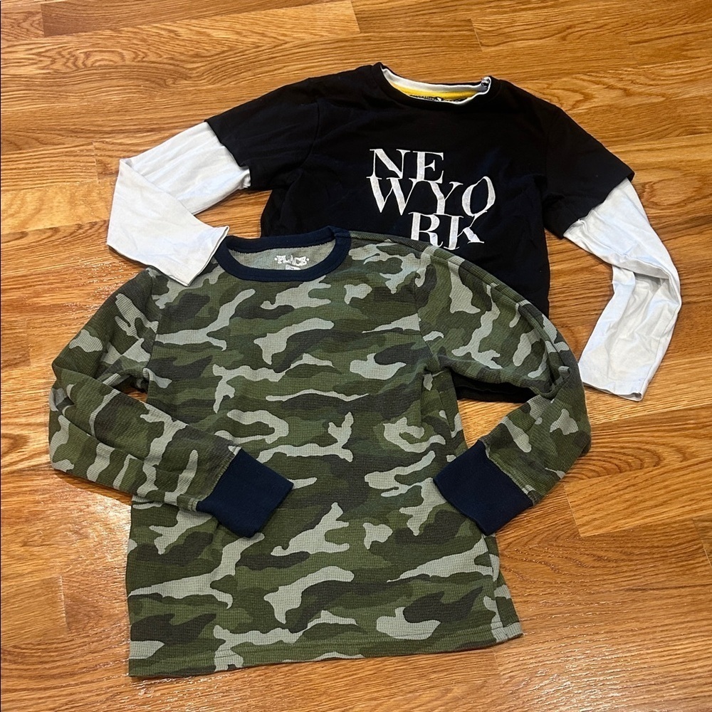 Denim & Flower New York graphic Camo thermal long sleeve T-shirt bundle boy 5/6